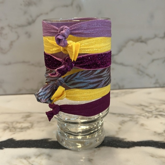 🍀Set of 6 Purple & Gold / Yellow Hairties - Picture 1 of 1